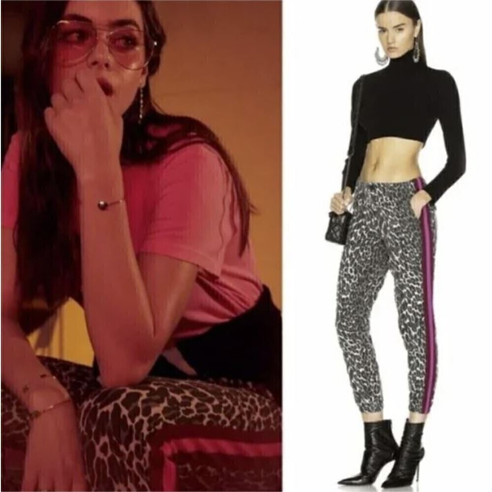 Mother The No Zip Misfit Jungle Eyes Animal Print Linen Striped Jogger Pants 26
